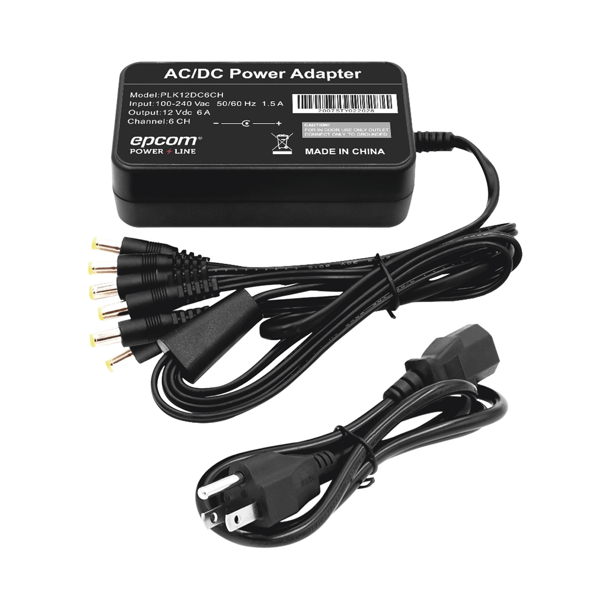 PLK12DC6CH|Fuente de Alimentaci??n de 6 Salidas tipo Jack Macho de 12 Vcc / 6 Amper - ISTEN